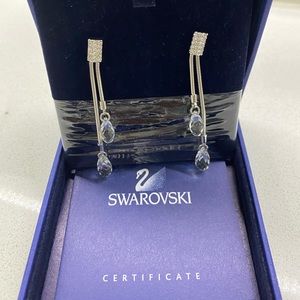 Swarovski Gillian Clear Crystals on Snake Chain Pierced Dangle Earrings